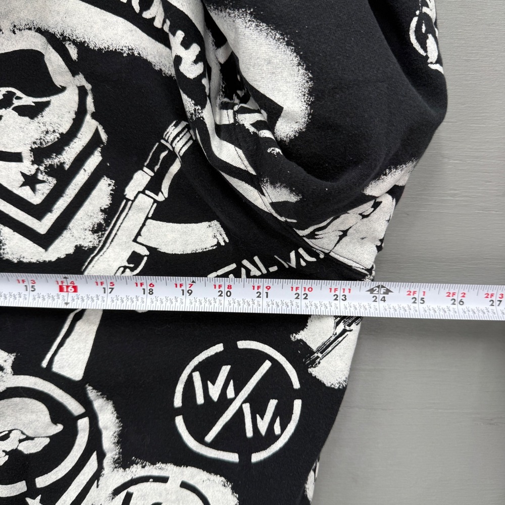 Y2K Metal Mulisha Zip Up Hoodie Black White AOP Skulls Jesse Pinkman Large - Picture 5 of 7